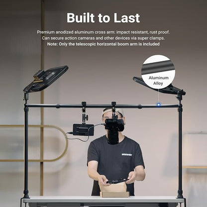 NEEWER 2.8-4.9ft Horizontal Boom Arm Only for NEEWER NK002 & NK003 Overhead Desk Camera Mount Rig Webcam Stand, Telescopic Crossarm for Phone Holder LED Light Video Recording Streaming, NK009