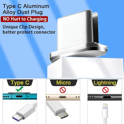 USB Type C Port Cover Plugs Metal Anti Dust Cap Protector 2 PCS with SIM Card Removal Pin Compatible with Samsung Galaxy S24 S23 S22 S21 MacBook Pro Air Laptop (Silver)