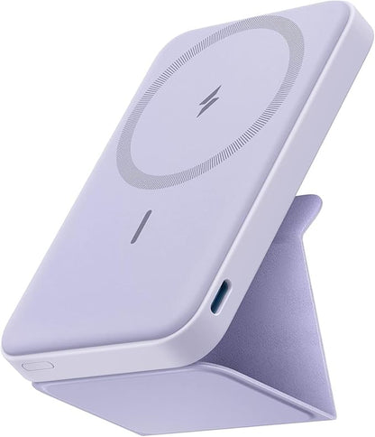 Anker 622 Magnetic Battery (MagGo), 5,000mAh Foldable Magnetic Wireless Portable Charger with Stand and USB-C Port (On the Side), Magsafe-Compatible for iPhone 16/15/14/13 Series