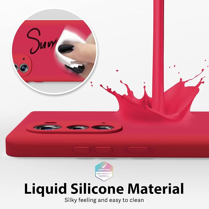 oakxco for Motorola Edge 2022 Phone Case Liquid Silicone Grip Bumper, Cute Thin Slim Soft Rubber TPU Plain Smooth Gel Cover for Women Girl Aesthetic Design, Matte Solid Protective & Shockproof, Red