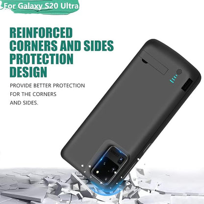 Battery Case for Samsung Galaxy S20 Ultra 5G, 6000mAh Rechargeable Extended Battery Charging Charger Case, Add 100% Extra Juice, NOT Compatible with Note 20 Ultra (6.9 inch)