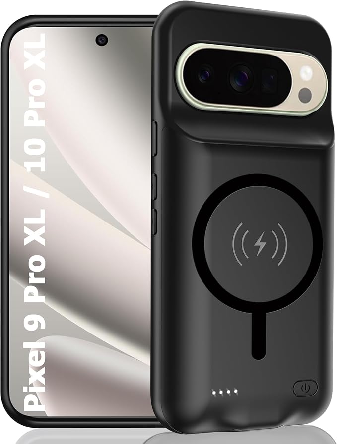 Battery Case for Pixel 9 Pro XL/10 Pro XL,10000mAh Portable Protective Wireless Case Support Carplay Compatible with Pixel 9/10Pro XL(6.8 inches) Rechargeable Extended Battery Charger Cover (Black)