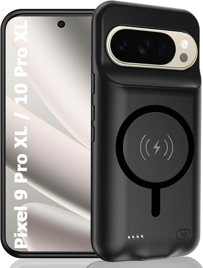 Battery Case for Pixel 9 Pro XL/10 Pro XL,10000mAh Portable Protective Wireless Case Support Carplay Compatible with Pixel 9/10Pro XL(6.8 inches) Rechargeable Extended Battery Charger Cover (Black)