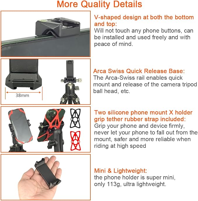 Aluminum 1"(25mm) Ball Mount Phone Holder Compatible with RAM mounts B size1 Inch Ball Double Socket Arm, Dual Protection Motorcycle Bike Handlebar Car Phone Holder with 1 Inch Ball