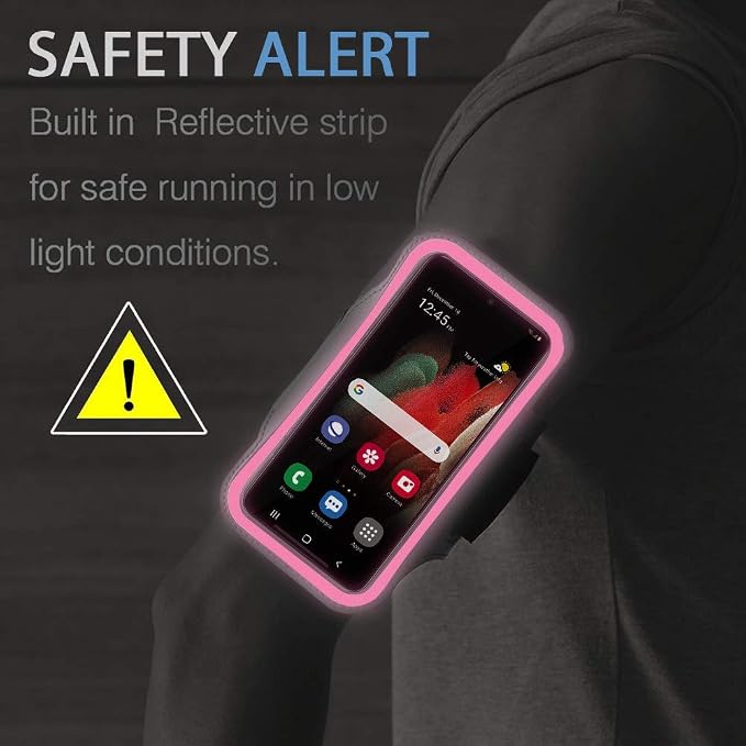 Galaxy A35, A25, A15, A14 (5G) Armband, JEMACHE Gym Running Workouts Phone Arm Band for Samsung Galaxy A13, A14, A15, A25, A35 (Rose)
