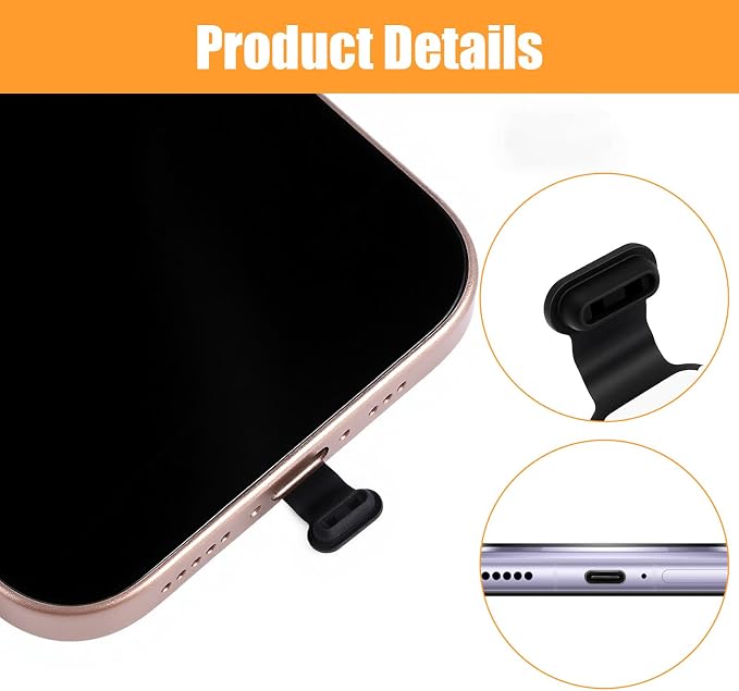 TIESOME 10PCS USB C Dust Plugs, Silicone Anti Loss Port Covers with Removable Adhesive Compatible with Laptops and All Type C Devices