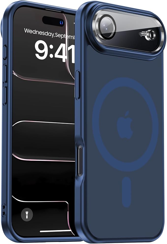 Magnetic for iPhone Air case, with Camera Lens Protector [10Ft Military-Grade Protection] Compatible with fit MagSafe Slim case for iPhone 17 Air 6.5 inch, Deep Blue