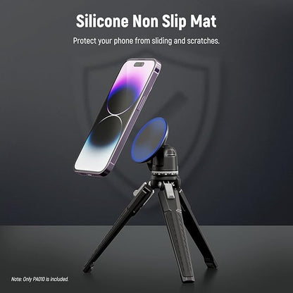 NEEWER Magnetic Phone Tripod Mount Adapter with 1/4" Holes Compatible with iPhone MagSafe Selfie Stick for 15 Pro Max 15 Plus 14 13 12 Pro Max Mini, Phone Holder for Ring Light Video Recording, PA010