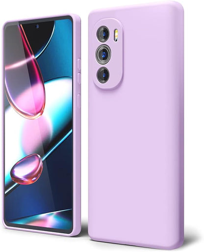 oakxco for Motorola Moto Edge Plus 2022/Edge Plus 5G UW 2022 Phone Case Liquid Silicone, Thin Slim Soft Rubber Gel TPU Plain Simple Cover for Women, Matte Solid Color, Lilac Light Purple Lavender