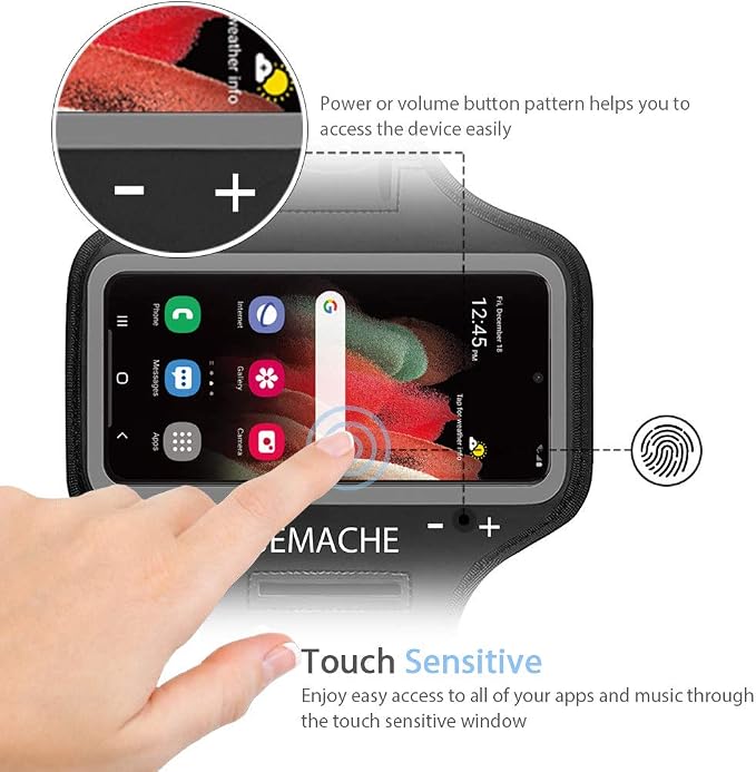 Galaxy S25+ S24+ Armband, JEMACHE Gym Running Workouts Arm Band for Samsung Galaxy S25/S24/S23/S22/S21 Plus (Black)