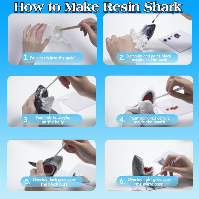 FUNSHOWCASE Shark Resin Molds Epoxy Silicone Aquatic Animal Underwater Creature for Bath Bomb, Tray, Mobile Phone Holder, Key Holder