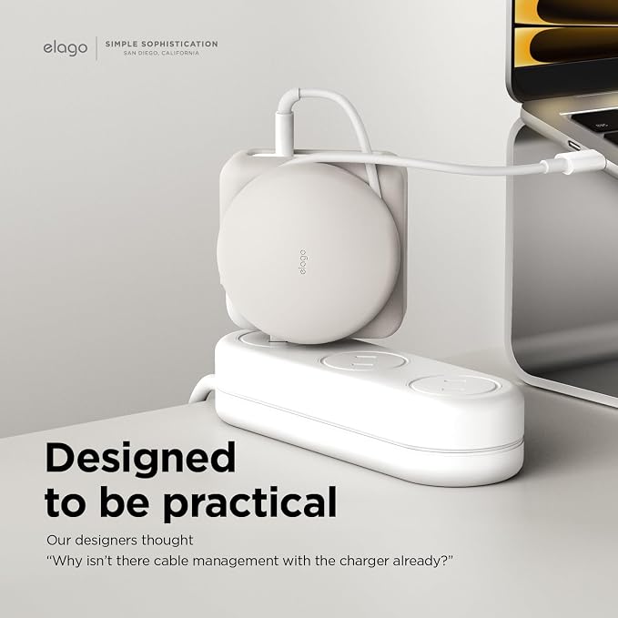 elago Charger Cable Management Case, Cord Reel Organizor Compatible with MacBook Pro 14" M5 M4 M3 2024 2023 [A3426] [A3434] [A3112] [A3401] [A2918] [A2992], 70W (Stone)
