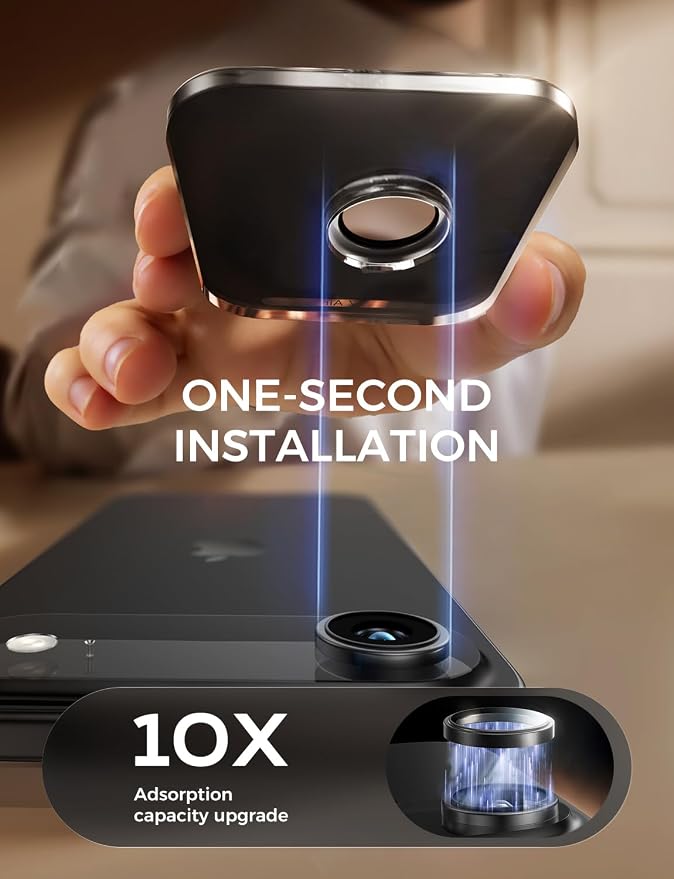 MAGIC JOHN for iPhone Air Camera Lens Protector [Alignment Kit&1:1 Invisible Fit] 9H Aerospace Tempered Glass, Ultra HD, Metal Individual Ring，Case Friendly, Set of 2,Black
