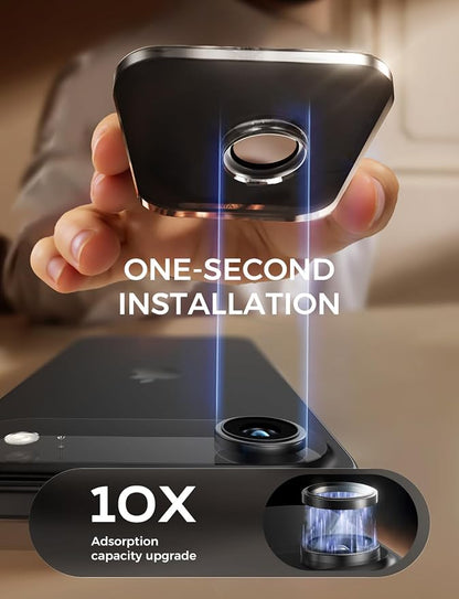 MAGIC JOHN for iPhone Air Camera Lens Protector [Alignment Kit&1:1 Invisible Fit] 9H Aerospace Tempered Glass, Ultra HD, Metal Individual Ring，Case Friendly, Set of 2,Black