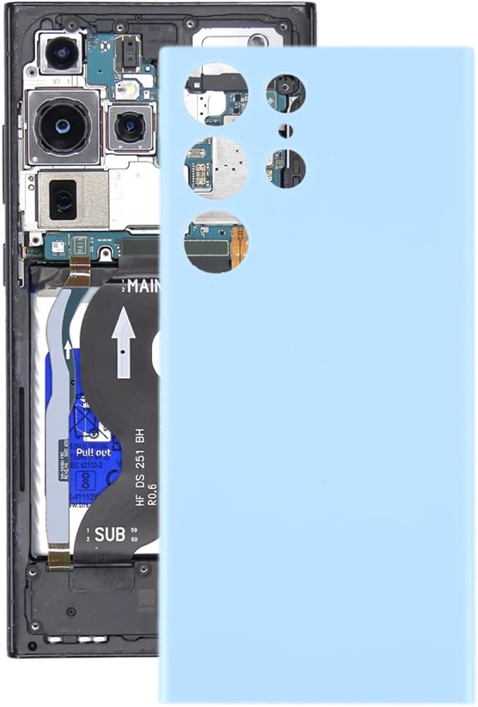 Back Panel Replacement for Galaxy Galaxy S23 Ultra 5G SM-S918B Easy On Installation Battery Cover (Blue)