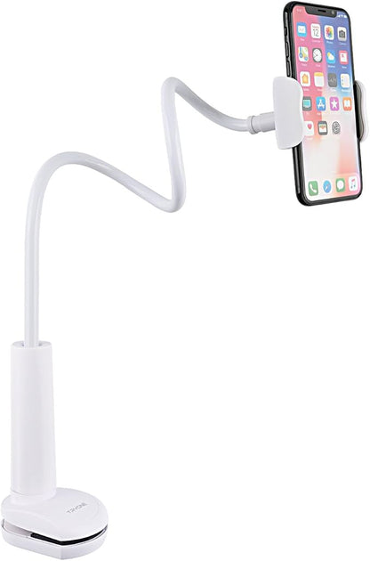 Tryone Gooseneck Phone Holder Stand for Bed Flexible Arm Adjustable Cell Phones Mount Clamp on Desk Bedframe Compatible with iPhone 14 Pro Max 13 12 11 X SE Series/Samsung S22 or Other 4"-7" Devices