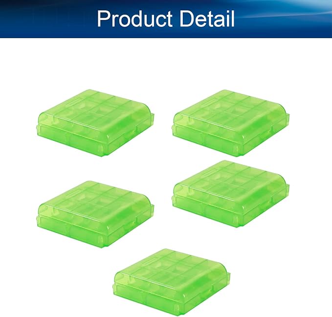 Heyiarbeit 5Pcs AA/AAA PP Battery Organizer Box Storage Case Holder for Carrying - Green