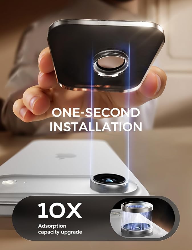 MAGIC JOHN for iPhone Air Camera Lens Protector [Alignment Kit&1:1 Invisible Fit] 9H Aerospace Tempered Glass, Ultra HD, Metal Individual Ring,Set of 2,Sliver