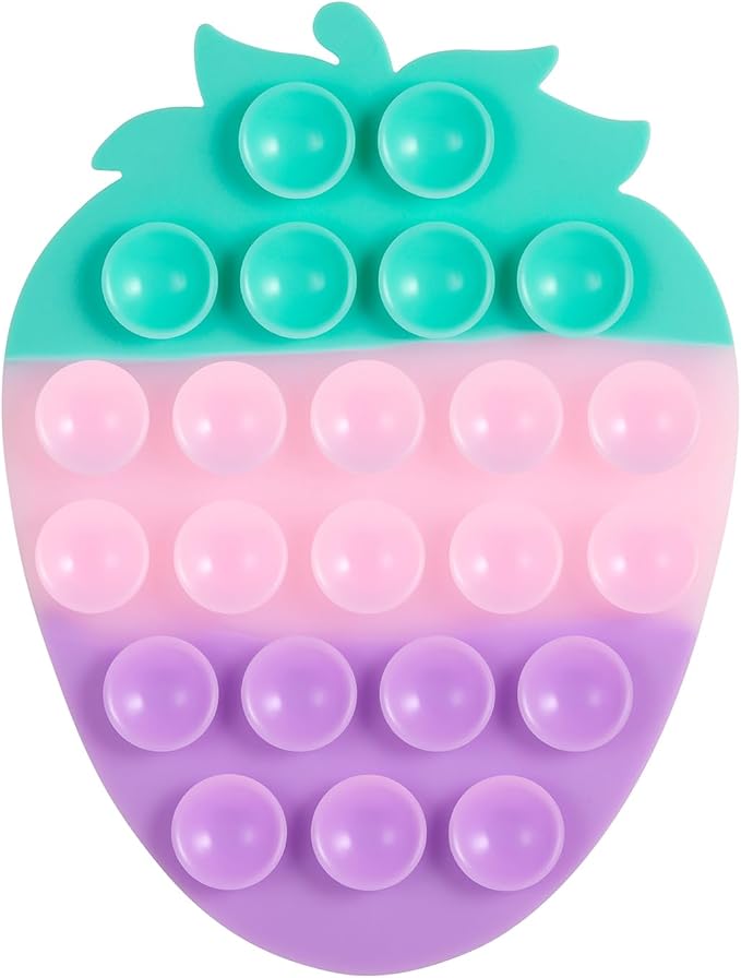 Silicone Phone Grip, 23 Suction Cups, Suitable for Selfies and Videos on Mirrors, bathrooms and Smooth Surfaces, Compatible with iPhone, Samsung(Strawberry Shaped, Colorful)