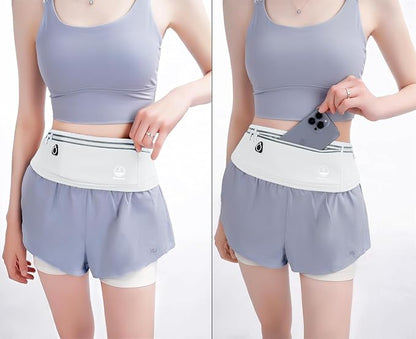 Running Belt Slim Fanny Packs for Women Men, White Waist Pack Bag Phone Holder for Running