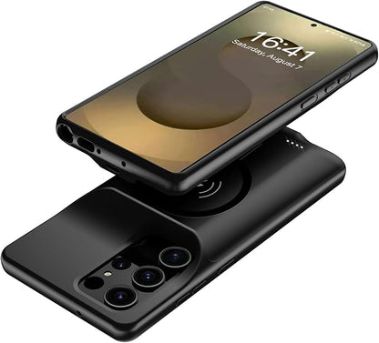 Battery Case for Galaxy S25 Ultra(6.9 inch),[12000mAh] Large Capacity Slim Portable Protective Fast Charging Case Backup Power Bank Battery Cover Compatible with Galaxy S25 Ultra-Black