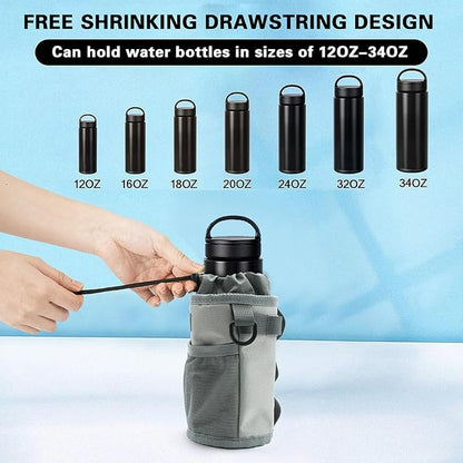 Bike Handlebar Water Bottle Holder, Fits Cups Diameter Less Than 3.6in/9cm, No-Screw Installation,Insulated, with Adjustable Fasteners, Shoulder Strap and Phone Storage Bag (3, 2Black+1Gray)