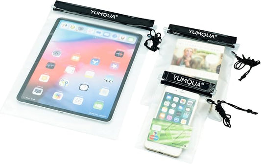 YUMQUA Clear Waterproof Bag, Waterproof Document Pouch Passport Holder Water Tight Map Case Waterproof Pouch Water Proof Small Dry Bags for Kindle Phone Tablet Camera, Kayak Boat PaddleBoard