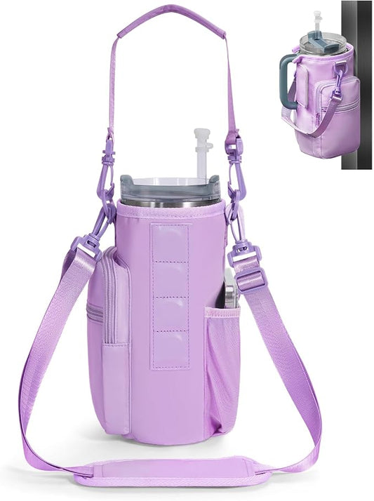 sportsnew Magnetic Gym Bag for Women Men, Water Bottle Carrier Holder with Strap & Phone Pockets for 40oz Tumbler with Handle, 4 Built-in Magnets Small Gym Bag for Sports, Workout, Fitness, Walking
