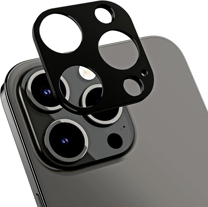 SwitchEasy Camera Lens Protector for Phone 15 - Aluminum Camera Lens Protector for Phone 15 Pro Max & Phone 15 Pro Without Covering the Lens, for 3 Lens Phone 15 - LenShield | Black