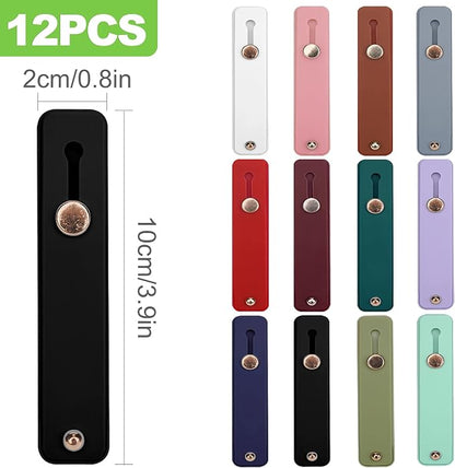 12-Piece Universal Phone Loop Finger Strap Holder, Portable Silicone Grip Strap for Phone Cases, Telescopic Finger Loop (Assorted Colors)