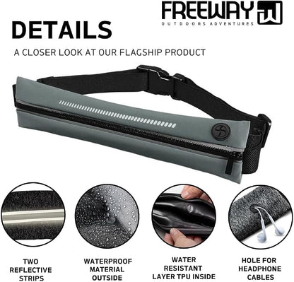 Lightweight Running Belt - Ergonomic Single or Double for Man and Woman - Perfect for running, training, sports (Single, Gray) designed for carrying Phone, Keys & Essentials - For All Cell Phones