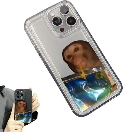 Monkey Phone Case, Funny Monkey Phone Case, All-Inclusived Shockproof TPU Clear Protective Cover, Funny Phone Cases for iPhone 16/15/14/13 Promax (Transparent-1,15pro)