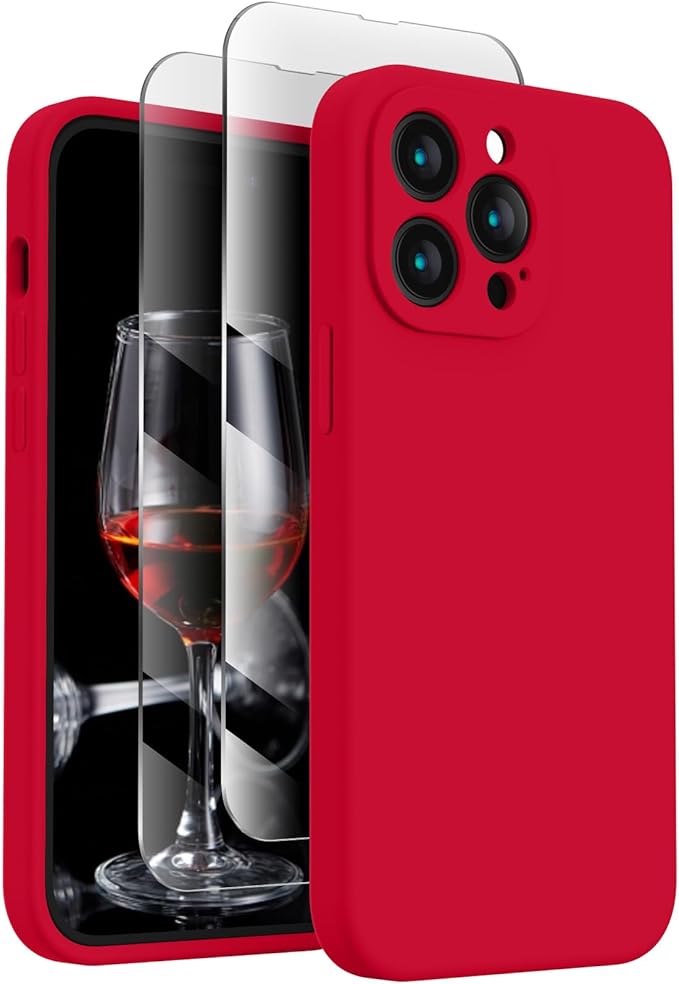 FireNova Designed for iPhone 14 Pro Max Case, Silicone Upgraded [Camera Protection] Case, Soft Anti-Scratch Microfiber Lining Inside, 6.7 inch, Deep Red