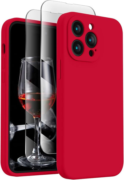 FireNova Designed for iPhone 14 Pro Case, Silicone Upgraded [Camera Protection] Phone Case, Soft Anti-Scratch Microfiber Lining Inside, 6.1 inch, Deep Red