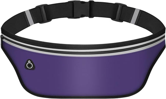 UltraSlim Fanny Packs for Women Men Slim Running Belt Waist Pack Runners Bag Waterproof Money Belt (Purple)