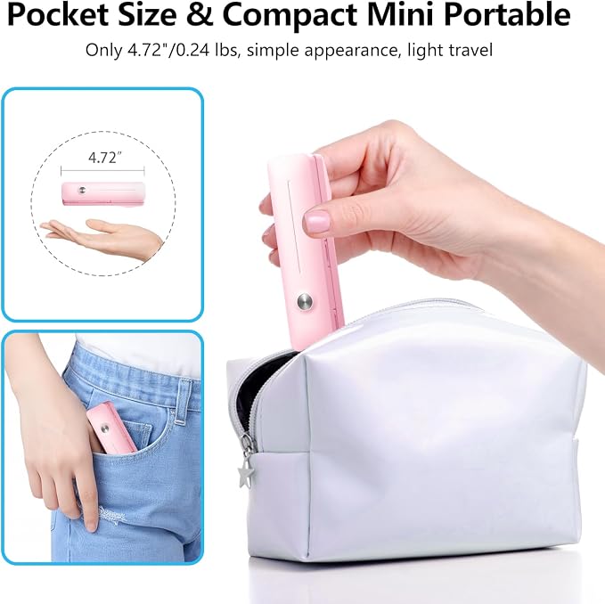 yAyusi Extendable Mini Selfie Stick for iPhone, Pocket Size Portable Selfie Stick with Remote, Compact Phone Selfie Sticks with Phone Holder for Content Creation/Vlog/Video Record/Live Stream (Pink)