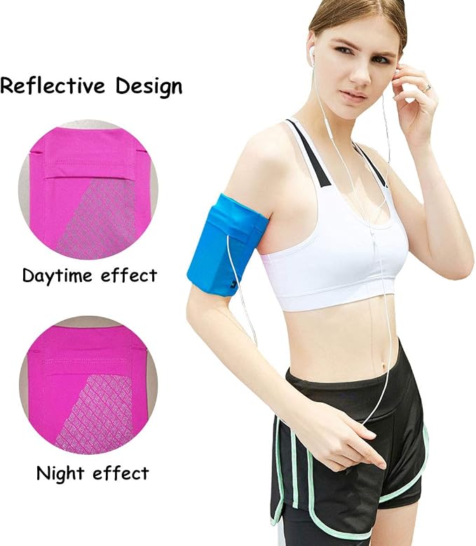 Universal Exercise Armband Running Phone Armband, Lightweight Arm Band Strap Holder Sleeve Sports Arm Holder for Running Workout Fit iPhone X/8/7 Plus/7/6,Samsung Galaxy S9/S8/S7 ect, Blue, L