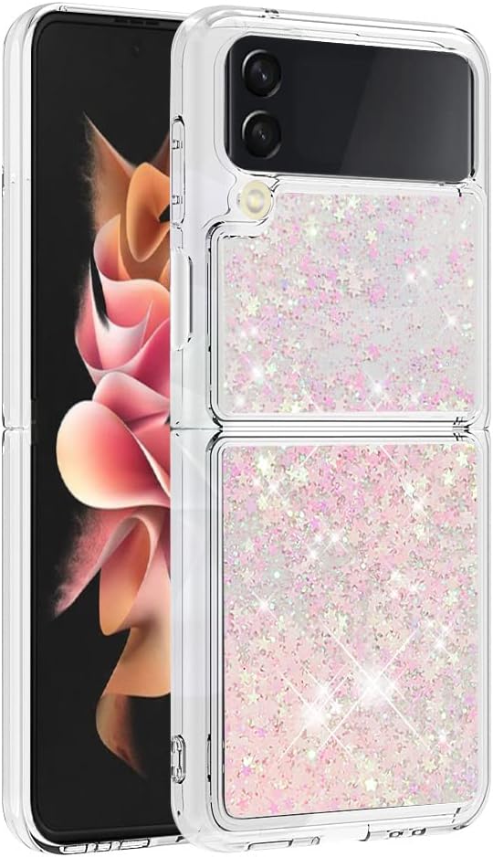 Galaxy Z Flip 4 5G Liquid Floating Case, Galaxy Z Flip 4 Bling Cases, Liquid Floating Sparkle Colorful Glitter Waterfall Soft TPU Protective Shockproof Case Compatible with Samsung Galaxy Z Flip 4