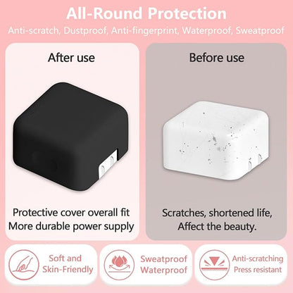 40W Dynamic (up to 60W) Soft Silicone Charger Protector Case for MacBook Air 13 13.6 15 inch M4 M3 M2 M1 Chip 2025-2018 Release, 40W Dynamic Power Adapter Sleeve Cover for iPhone 17/16 Pro/Max, Black