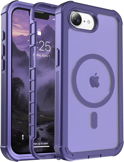 jaroco Magnetic for iPhone 17e Case& iPhone 16e Case, [Compatible with MagSafe][Military Grade Drop Protection][Heavy Duty Protection][Non-Slip][Shockproof] 2-Layer Bumper Phone Case 6.1''-Dark Purple