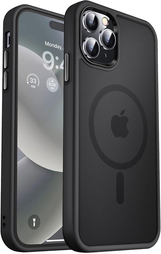 MOCCA Strong Magnetic for iPhone 14 Pro Max Case [Compatible with Magsafe] [10FT Military Grade Protective] Translucent Matte Slim Shockproof Case for iPhone 14 Pro Max 6.7" -Black