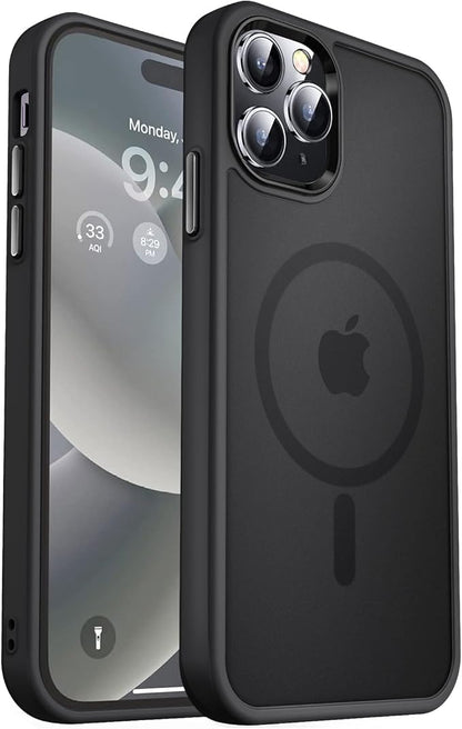 MOCCA Strong Magnetic for iPhone 14 Pro Max Case [Compatible with Magsafe] [10FT Military Grade Protective] Translucent Matte Slim Shockproof Case for iPhone 14 Pro Max 6.7" -Black