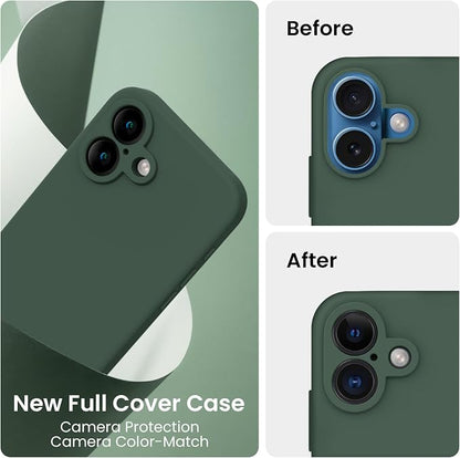 FireNova Designed for iPhone 16 Case, Silicone Upgraded [Camera Protection] Phone Case, Soft Anti-Scratch Microfiber Lining Inside, 6.1 inch, Alpine Green