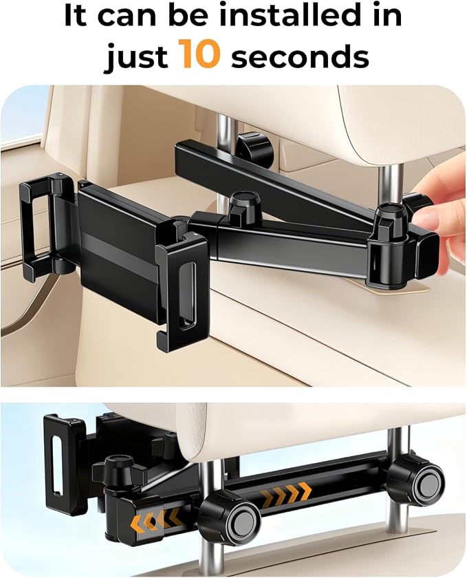 Tablet Holder for Car, Angle-Adjustable Car Headrest Mount Holder for Kids, Road Trip Essentials Compatible with 5.5-11" Devices (2 Pack)