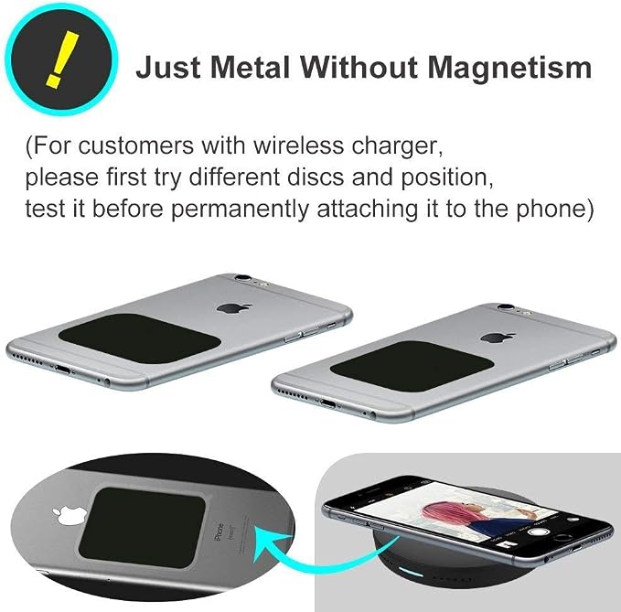 Great 1 Universal Metal Plates with 3M Adhesive for All Magnetic Car Mounts, Cell Phone, Tablet Holder, Cradle-Less, Air Vent Mount, 6 Rectangular, 6 Round, Black (Not a Magnet)
