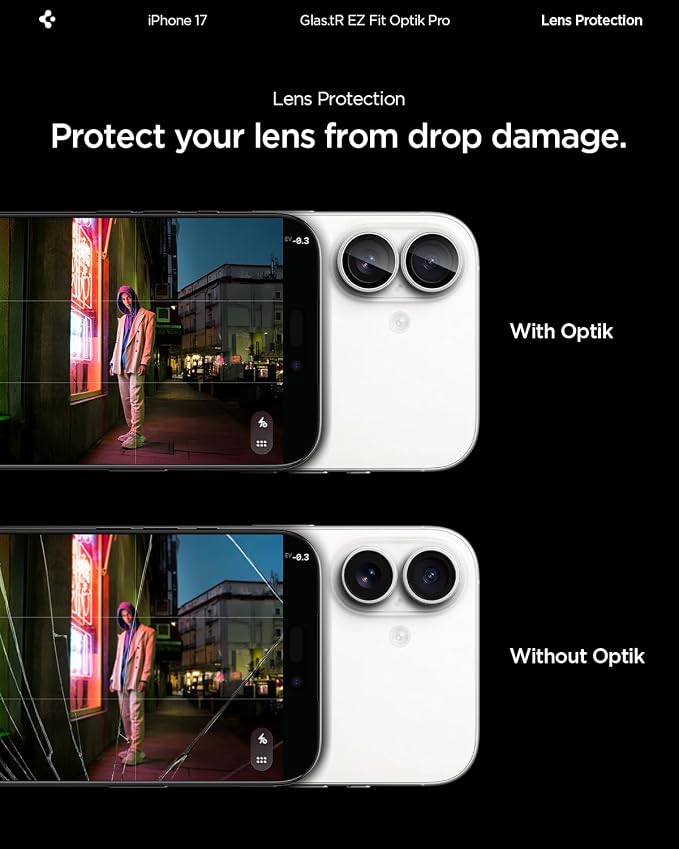 Spigen Camera Lens Screen Protector [GlasTR EZ Fit Optik Pro] Designed for iPhone 17 [Case Friendly] - Silver [2 Pack]