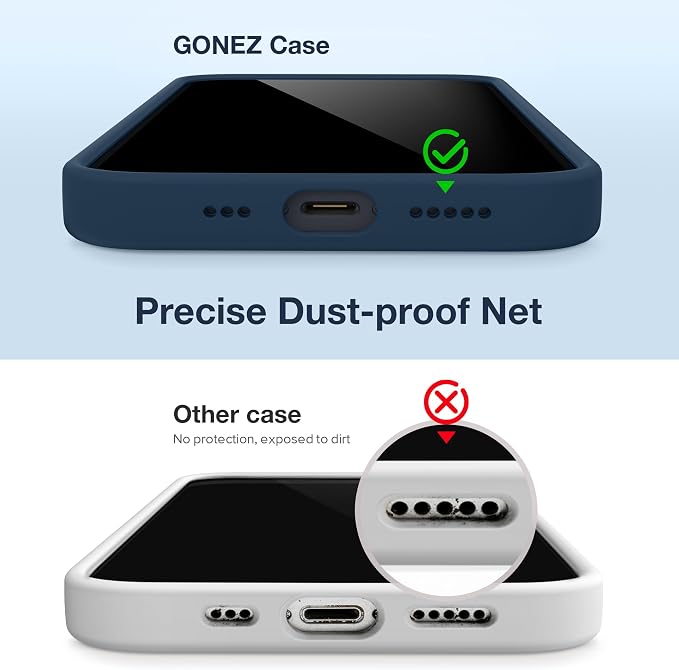 GONEZ Magnetic for iPhone 14 Case, Compatible with Magsafe, with Screen Protector + Camera Protector, Anti-Scratch Microfiber Lining, Liquid Silicone Shockproof Protective Phone Case, Dark Blue