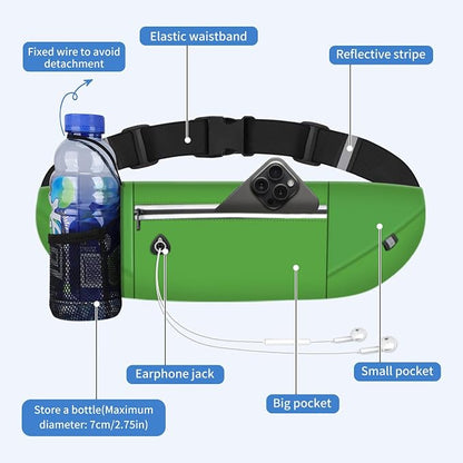 Slim Running Belt Fanny Pack for Men Women, Running Phone Holder Runners Pouch Waist Pack for Workout (1198, Green)