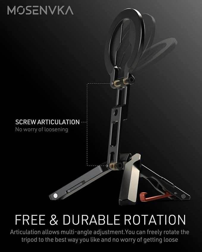 Magnetic Phone Mount,[Ultra-Thin] Magnetic Tripod for iPhone with Arca-Swiss&Cold Shoe&1/4" Screw&Foldable Hook Design,Phone Stand for iPhone 12-17 Series,Vlog,Gym,Travel Use