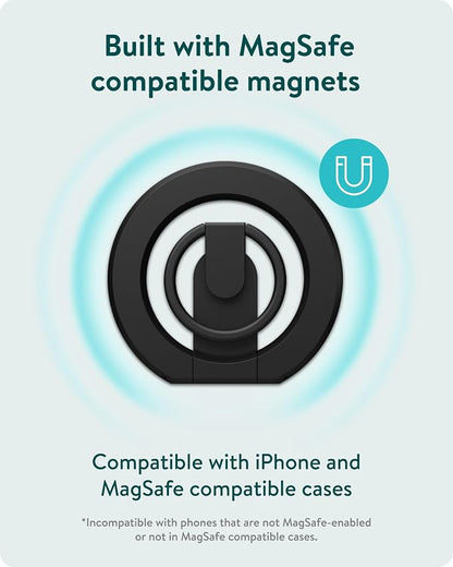 Mous Magnetic Phone Grip and Stand MagSafe and Pixelsnap Compatible -360 Degree Rotation Ring Holder and Kickstand for iPhone 17/16/15/14, Pixel 10, S26/S25 Series Black